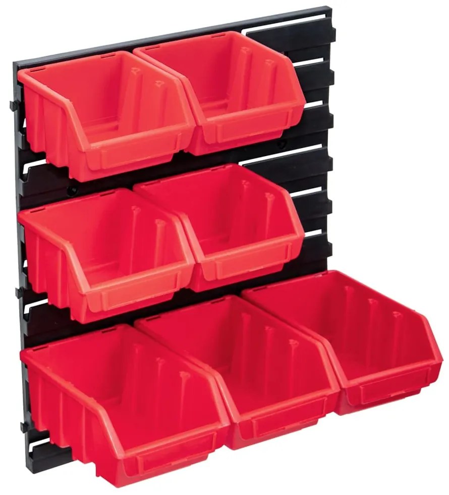 vidaXL 8 pcs kit caixas arrumação c/ painel parede vermelho e preto
