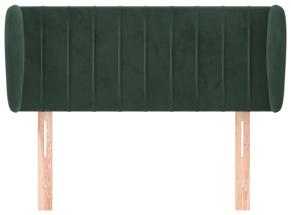 Cabeceira de cama c/ abas veludo 93x23x78/88 cm verde-escuro