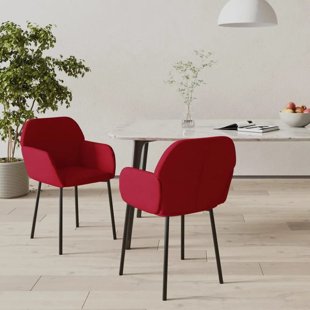 Cadeiras de jantar 2 pcs veludo vermelho tinto