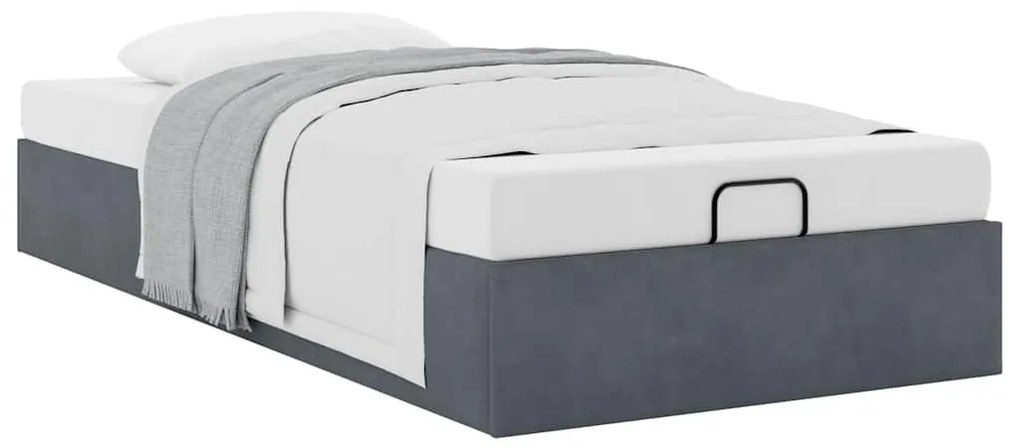 Otomano Bed Frame No Colchão Cinzento Escuro 90x200 cm Veludo