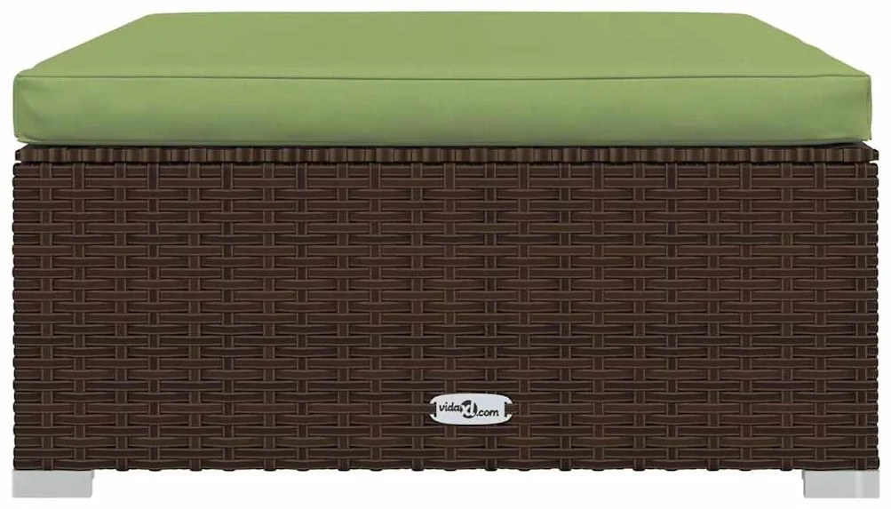 Apoio de pés p/ jardim c/ almofadão 70x70x30cm vime PE castanho