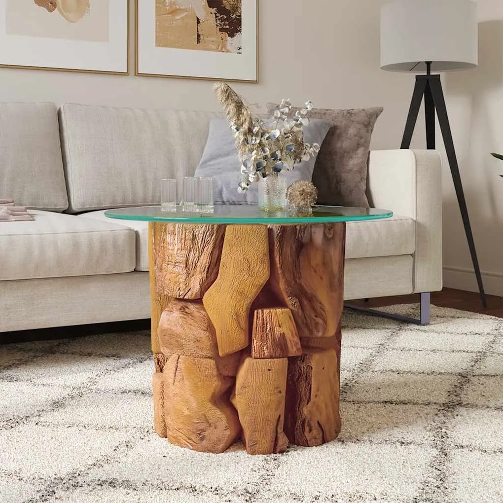 vidaXL Mesa de centro 60 cm madeira flutuante de teca maciça
