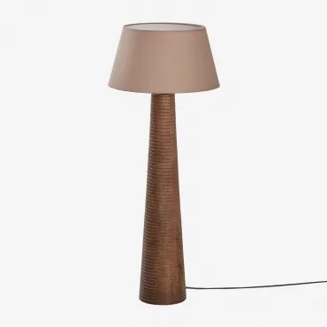 Candeeiro De Pé Em Madeira De Manga Malva Moka Castanho Ø40 Cm - ↑25 Cm Monaco - Sklum