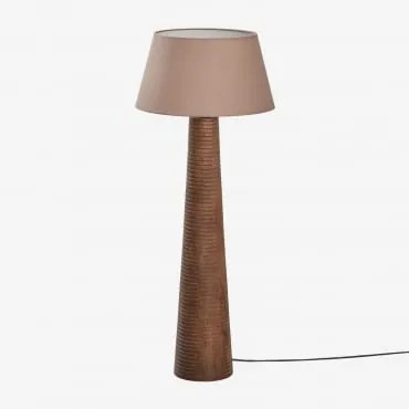 Luminária De Chão Em Madeira De Manga Malva ↑70 Cm & Moka Castanho Ø40 Cm Monaco - Sklum
