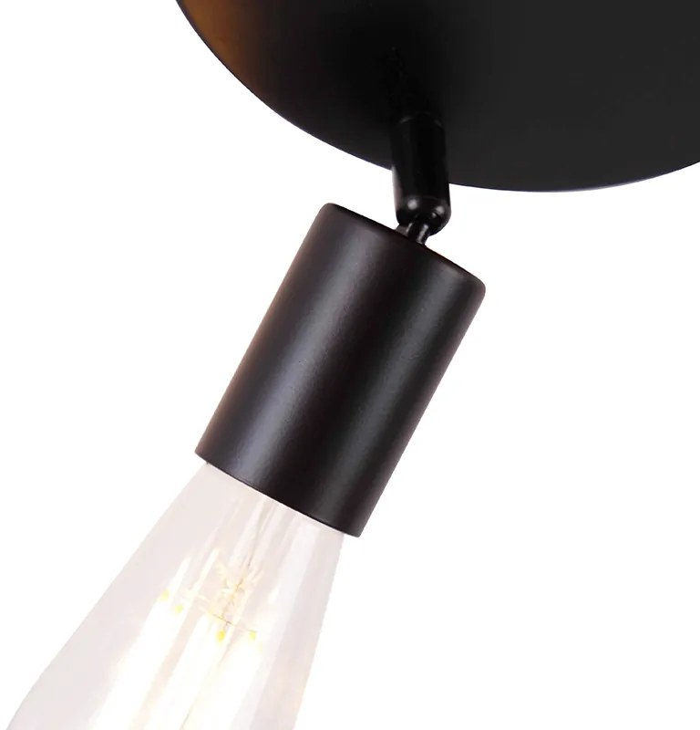 Candeeiro de teto moderno preto 3 luzes redondo - Facil Moderno