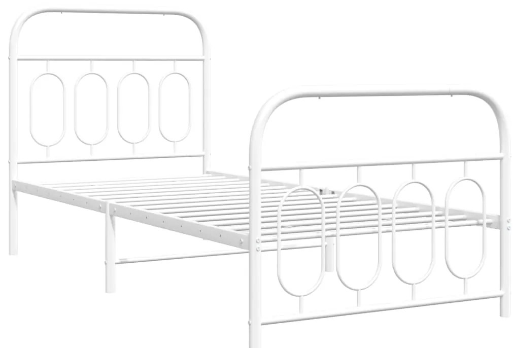 Estrutura de cama com cabeceira e pés 80x200 cm metal branco