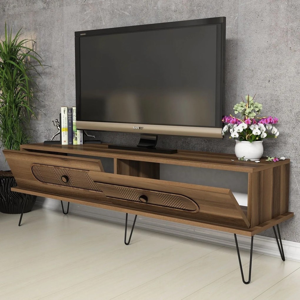 Móvel TV Stand Ekol – Nogueira – 145 cm x 45 cm x 40 cm