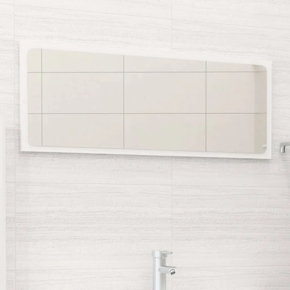vidaXL Espelho de casa de banho derivados de madeira branco brilhante