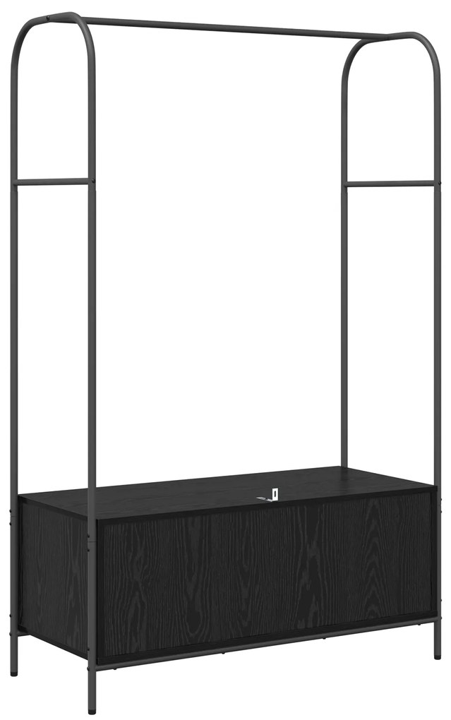 Porte-Roupas com Prateleiras Carvalho Preto 100x44x160 cm
