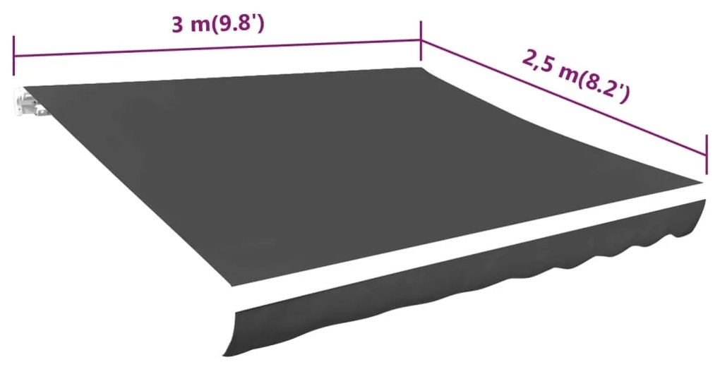 Lona para toldo antracite 300x250 cm