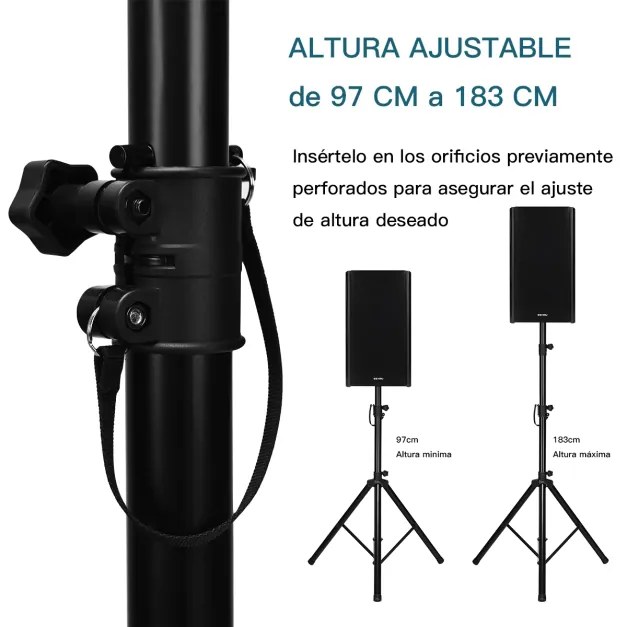 Tripé de colunas dobrável Suporte de áudio profissional Altura ajustável 97-183 cm Carga máxima 50kg