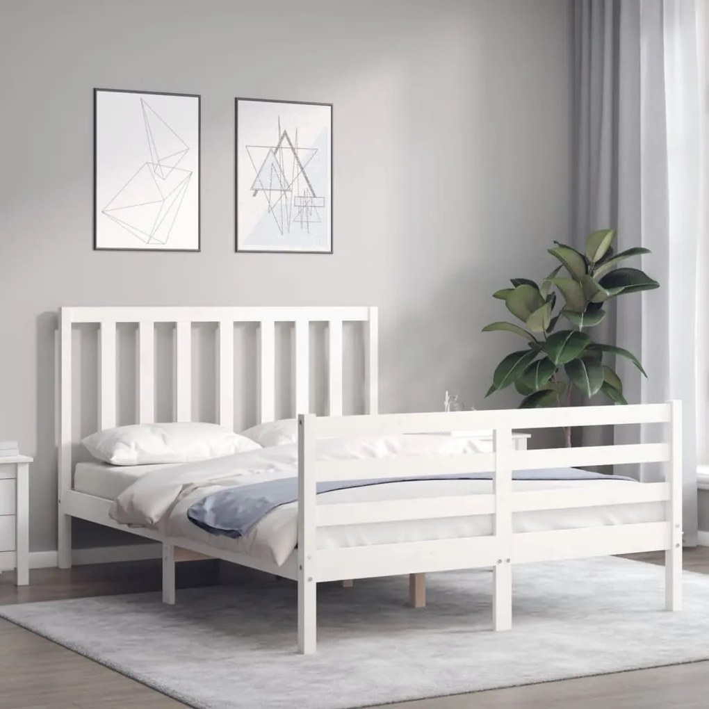 Cama sem colchão 120x200 cm madeira de pinho maciça branco