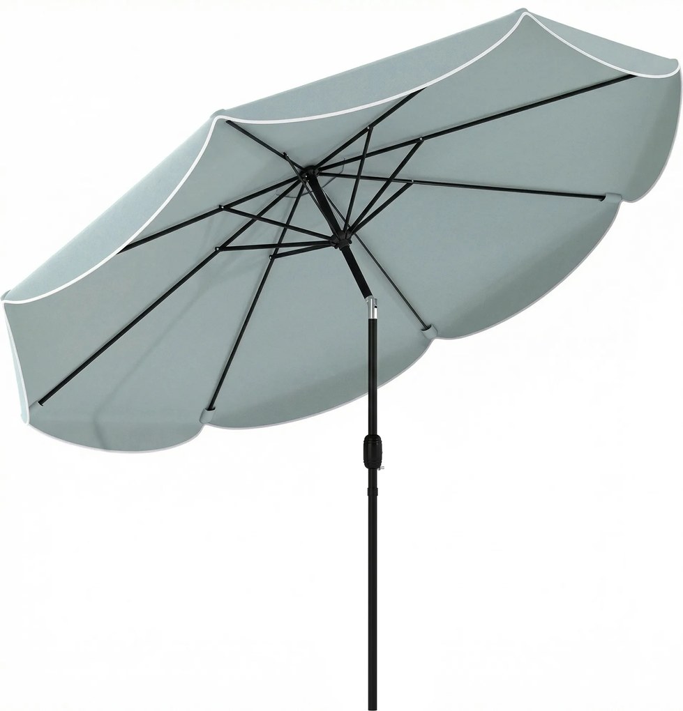 Outsunny Guarda-sol de Jardim Exterior Redondo Inclinável a 3 Posições com 8 Varetas e Volante, Φ265 x 235 cm, Azul | Aosom Portugal