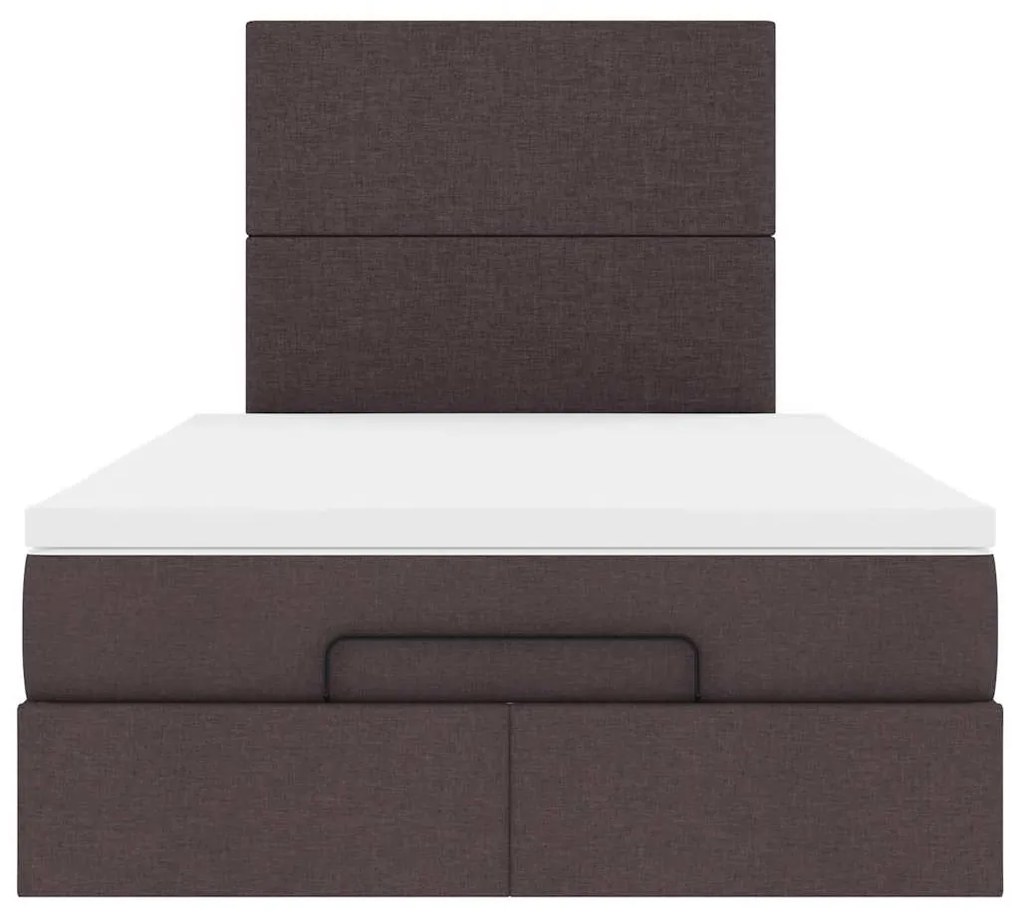 Estrutura de cama otomana com colchão 120x190cm castanho escuro