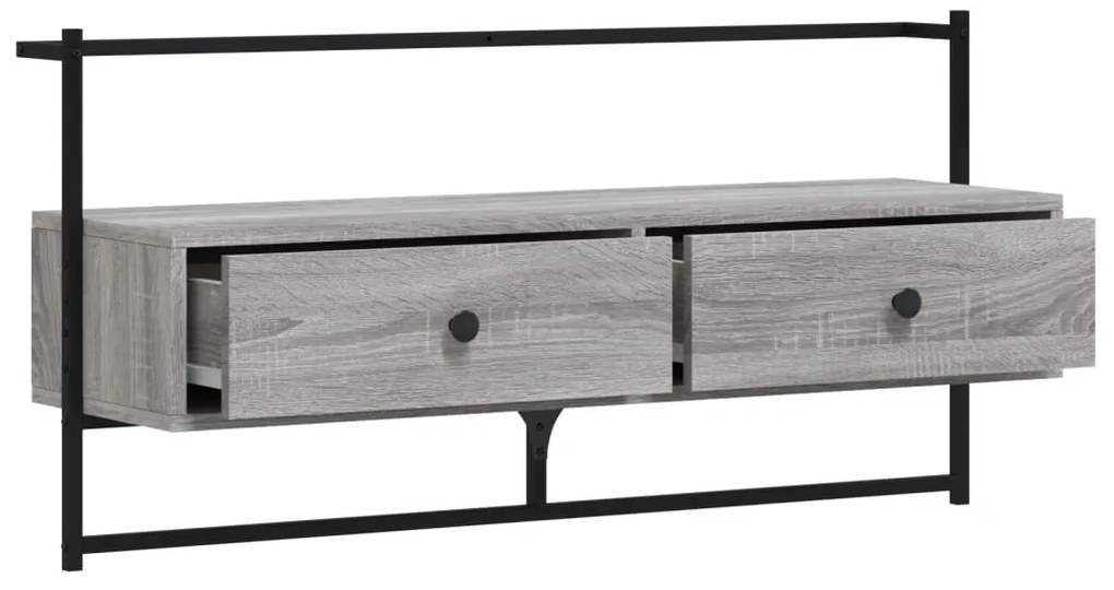 Móvel TV de parede 100,5x30x51cm deriv. madeira cinzento sonoma