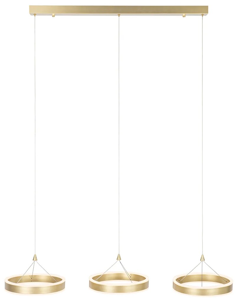 Candeeiro de suspensão em latão oblongo com LED regulável em 3 etapas 3 luzes - Lyani