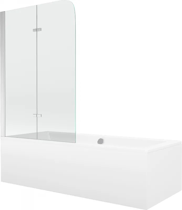 Mexen Cube banheira retangular 180 x 80 cm com revestimento e painel de duche de 2 portas 100 cm, transparente, cromado