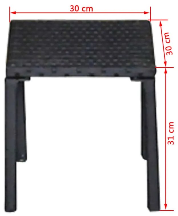 Espreguiçadeiras com mesa 2 pcs vime PE preto