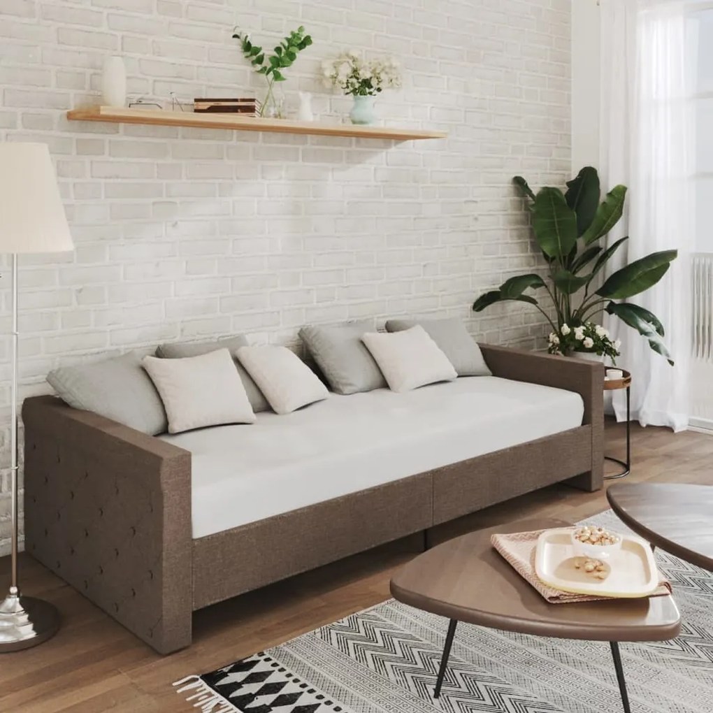 vidaXL Sofá-cama c/ colchão e USB 90x200 cm tecido cinza-acastanhado
