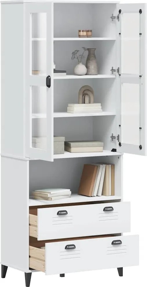 vidaXL Aparador alto VIKEN 80x40x200 cm madeira de pinho maciça branco