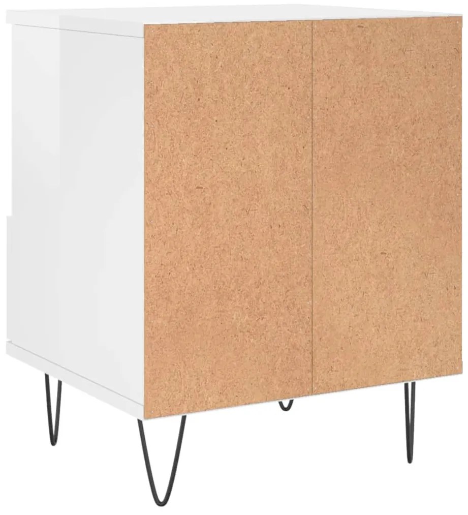 Mesa de cabeceira 40x35x50cm derivados madeira branco brilhante
