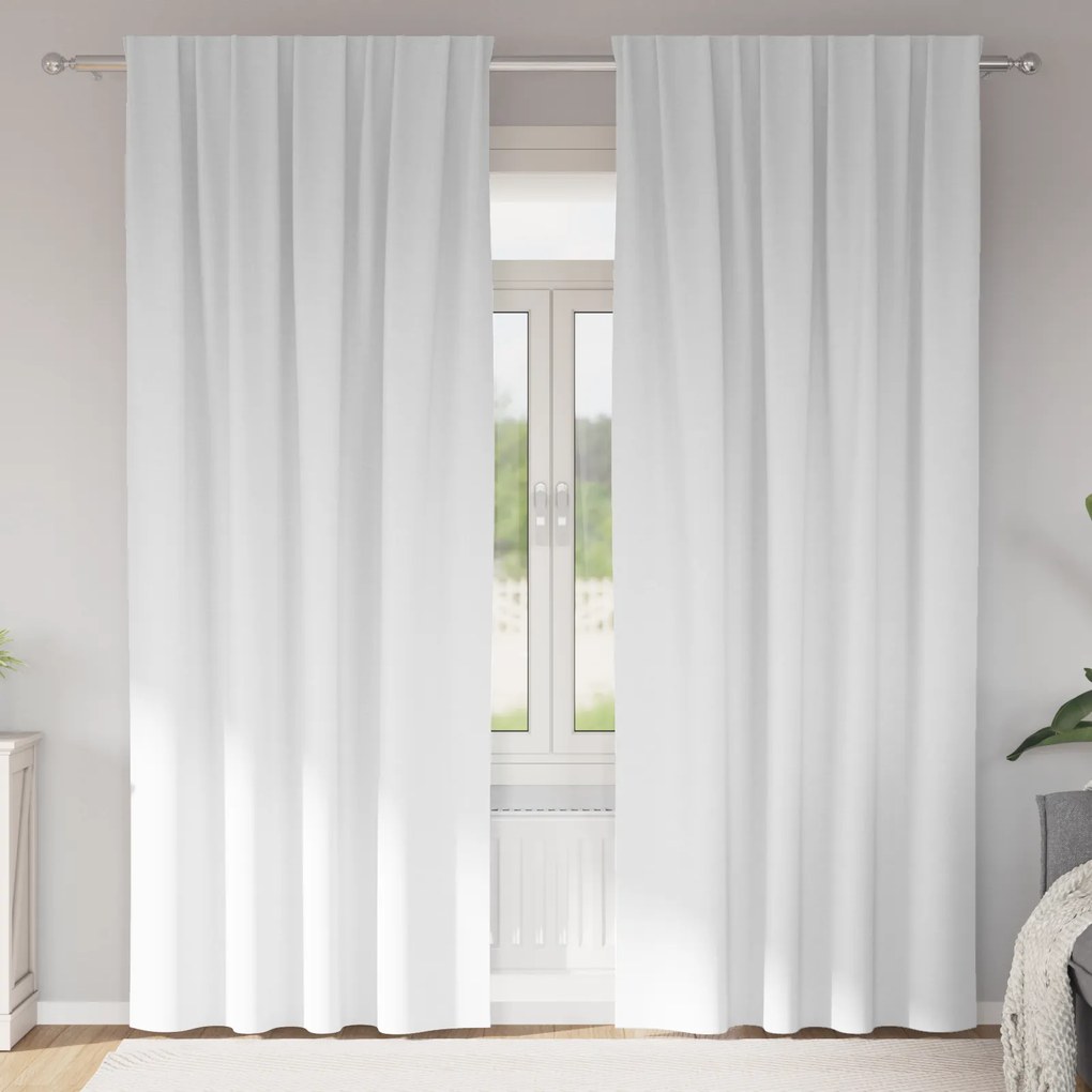 Cortinas opacas 2 pcs Branco Puro 245 x 140 cm Poliéster