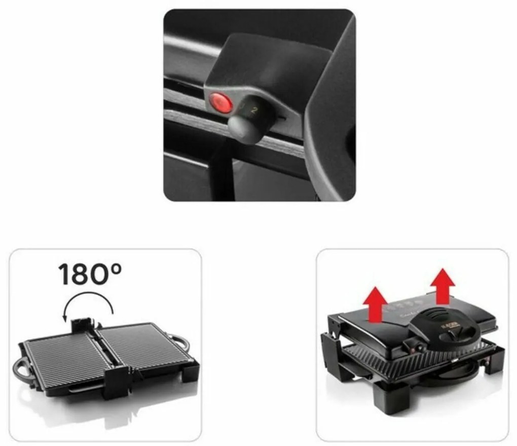Grill Haeger GR-190.008A 1900W Preto Aço inoxidável