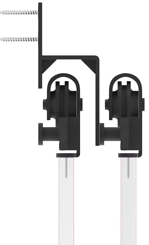 Kit de ferragens para porta deslizante 183 cm aço preto
