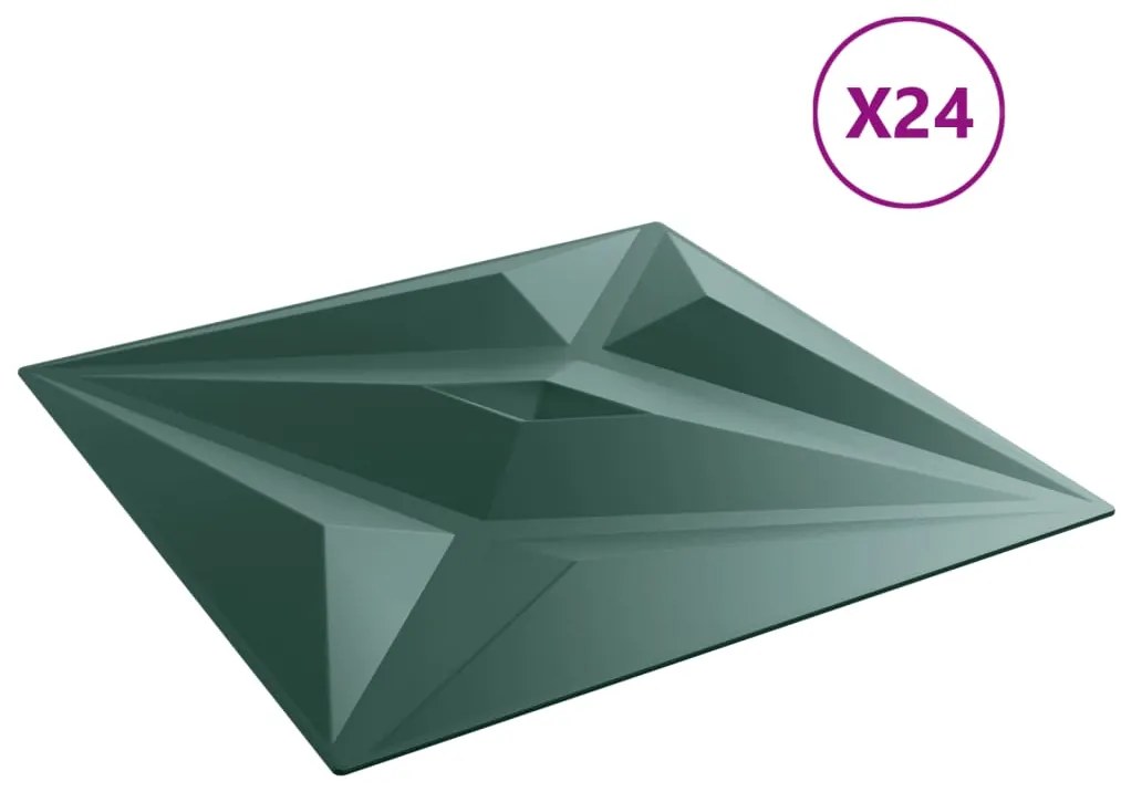 Painéis de parede 24 pcs 50x50 cm 6m² XPS estrela verde