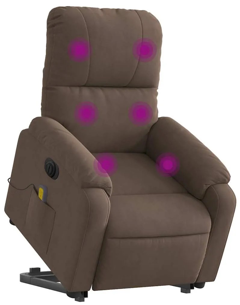 Poltrona de massagens elétrica elevatória microfibra castanho