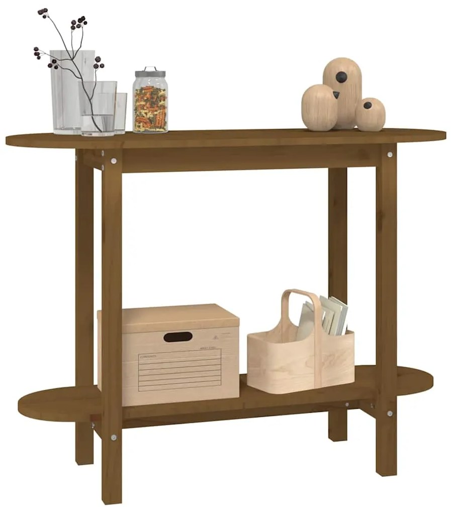 Mesa consola 110x40x80 cm madeira de pinho maciça castanho mel