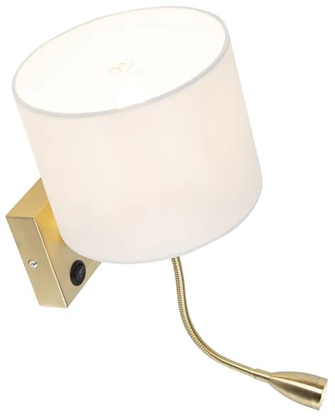 Candeeiro de parede Art Déco dourado com abat-jour branco - Brescia Moderno,Art Deco