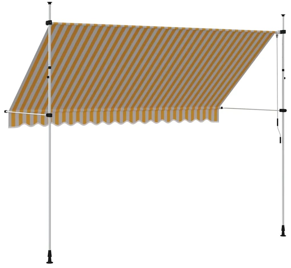 Toldo retrátil manual 350 cm riscas laranjas e brancas