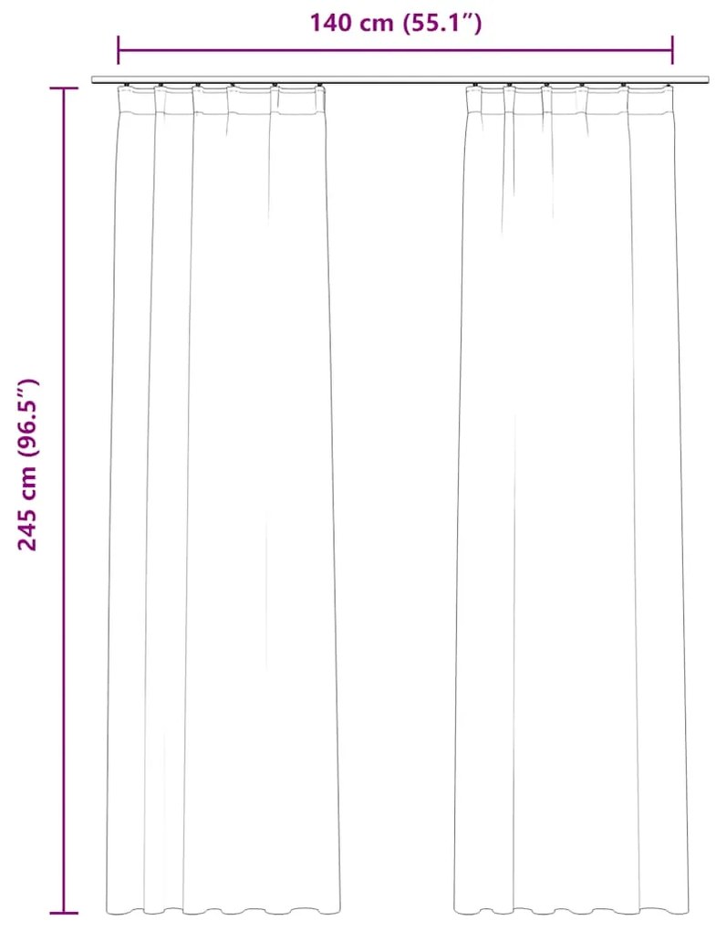 Cortinas blackout com ganchos 2 pcs 140x245 cm veludo antracite