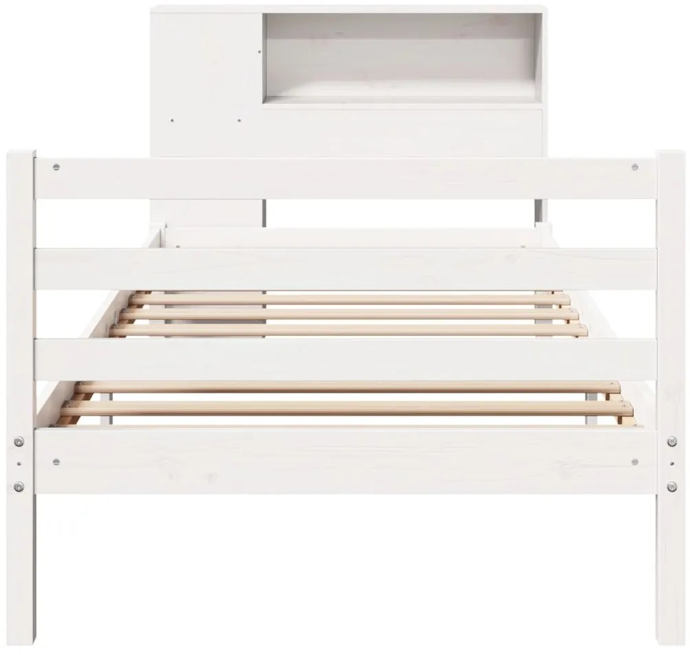 Cama com estante sem colchão 100x200 cm pinho maciço branco