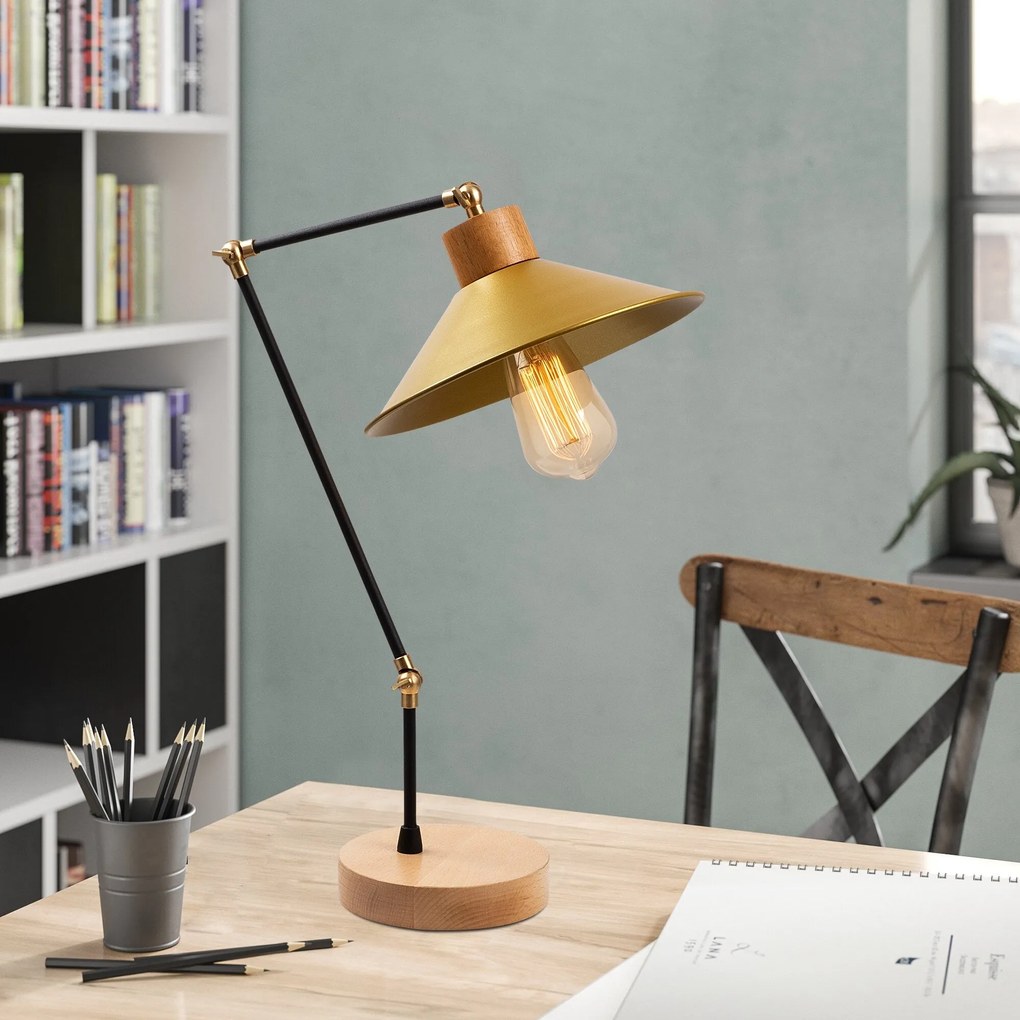 Candeeiro de Mesa Manavgat – Dourado – Diâmetro 24 cm, Altura 52 cm