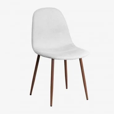 Cadeira De Jantar Estofada Glamm Madeira Escura & Tecido Branco Quebrado - Sklum