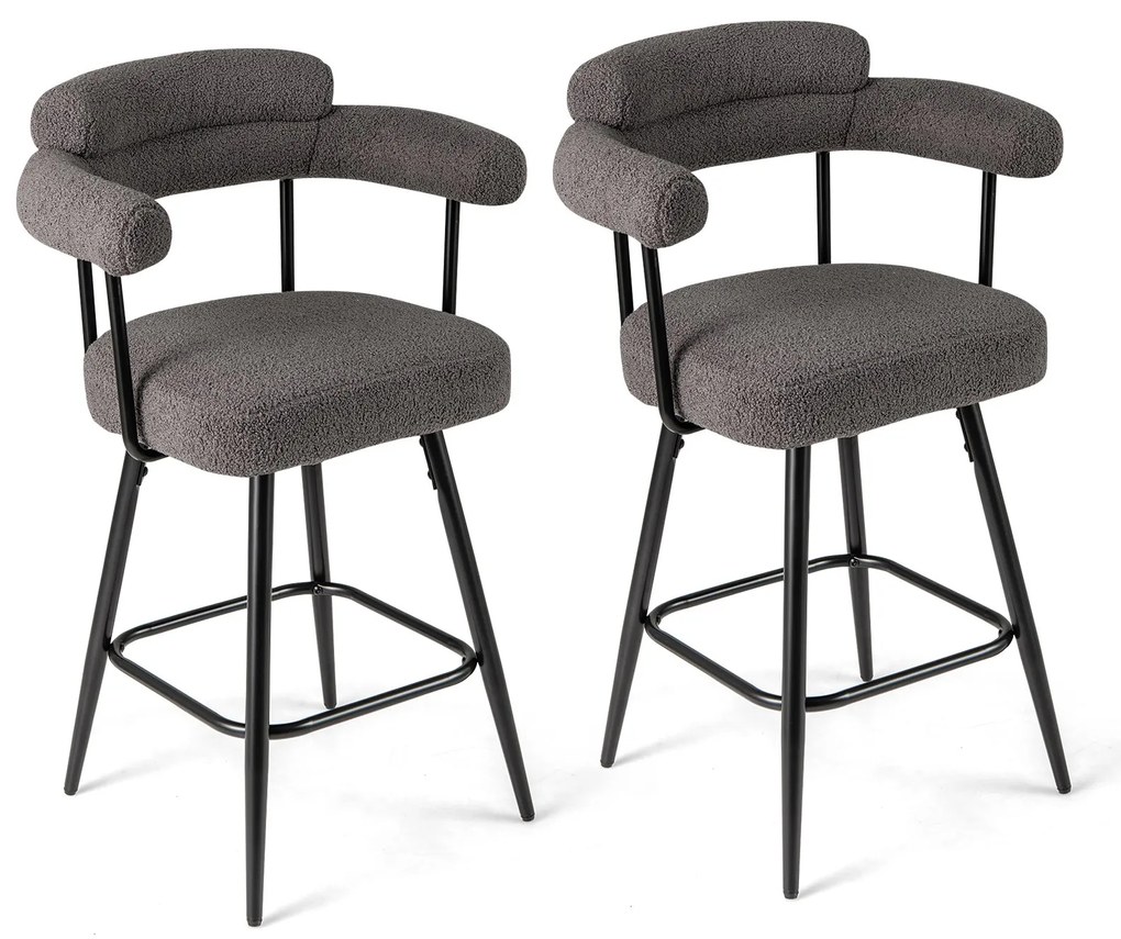 Conjunto de 2 bancos giratórios com encosto e braços curvos - Branco