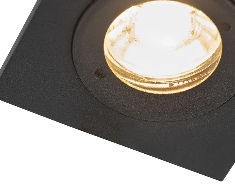 Conjunto de 3 focos encastrados para casa de banho preto quadrado IP44 - Xena