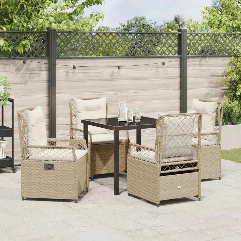 Conjunto de Jantar de Jardim com 5 Peças Bege Rattan Sintético