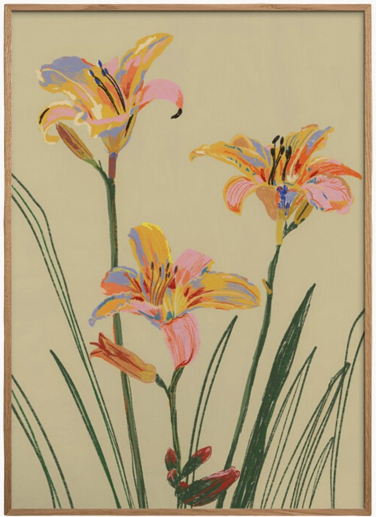 Impressão digital emoldurada Lilies