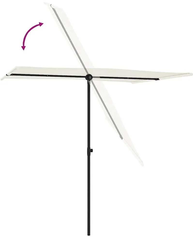 Guarda-sol de jardim c/ poste de alumínio 2x1,5 m branco areia