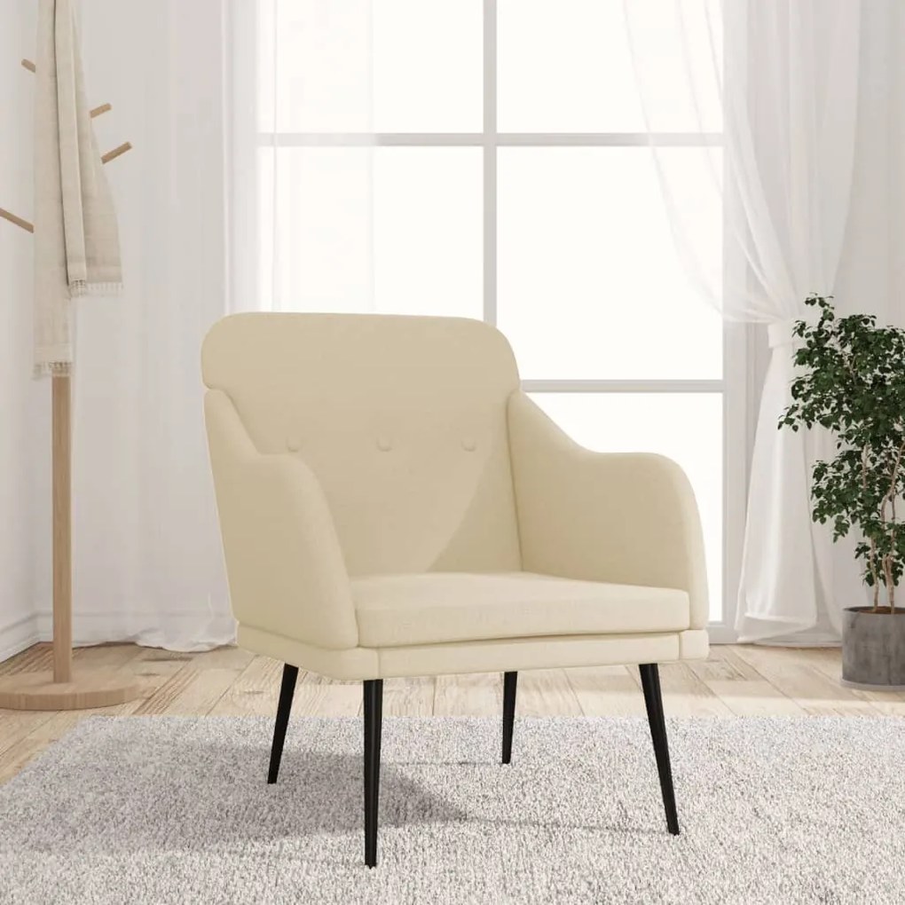 351480 vidaXL Cadeira com apoio de braços 63x76x80 cm tecido cor creme