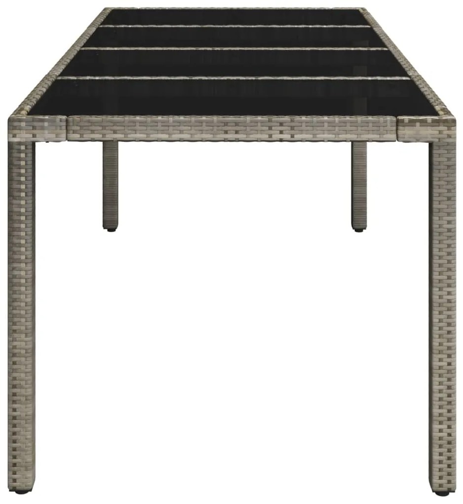 Mesa de jardim com tampo de vidro 190x90x75 cm vime PE cinza