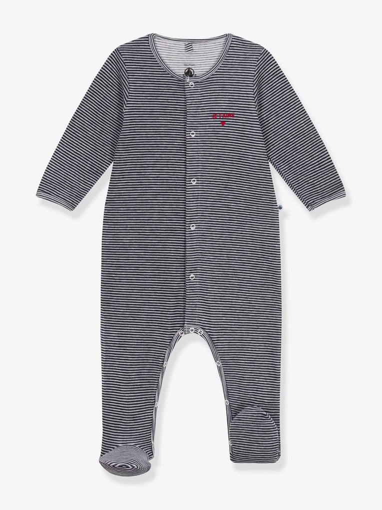 Pijama às riscas, da Petit Bateau riscas marinho