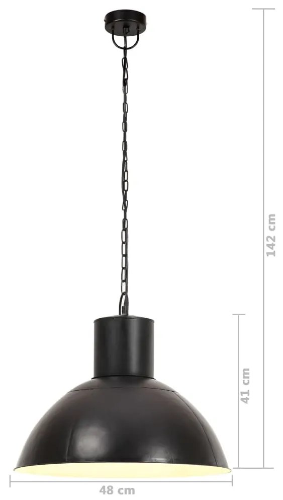 Candeeiro suspenso redondo 25 W 48 cm E27 preto