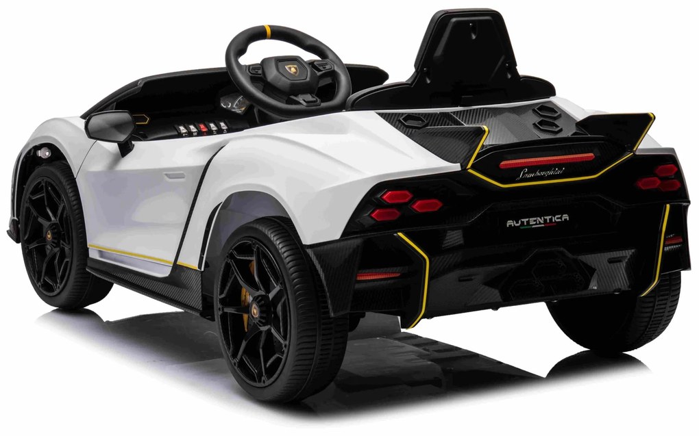 Carro elétrico para Crianças 12V 4x4 Lamborghini Invencible, Rodas Espuma EVA, Assento couro ecológico Branco