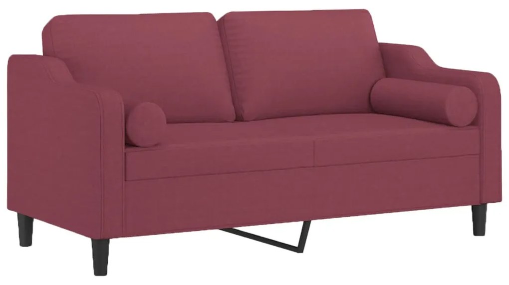 Sofá 2 lug. + almofadas decorativas 140cm tecido vermelho tinto