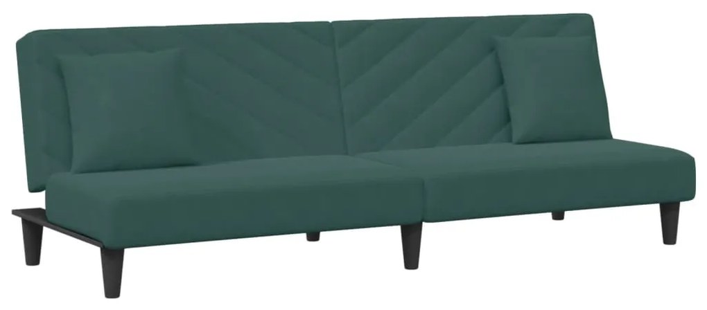 2 pcs conjunto de sofás com almofadas veludo verde-escuro