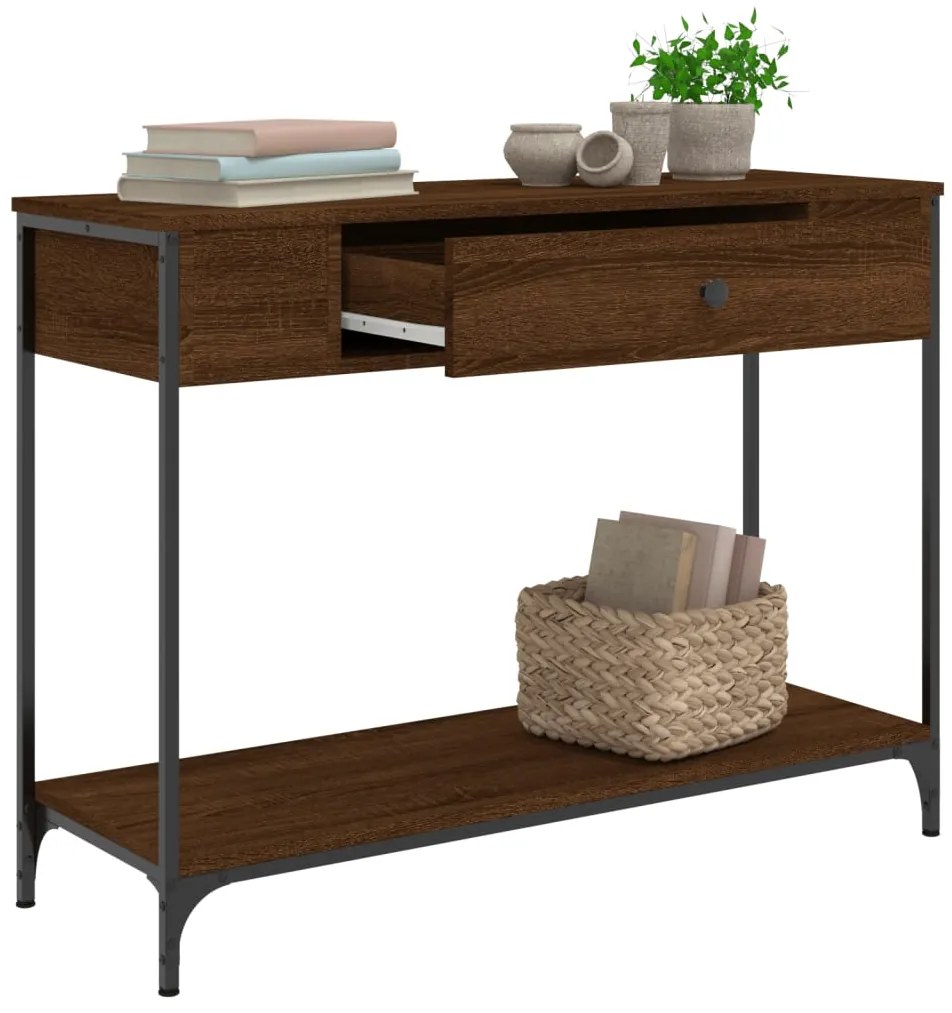Mesa consola 100x34,5x75 cm derivados madeira carvalho castanho